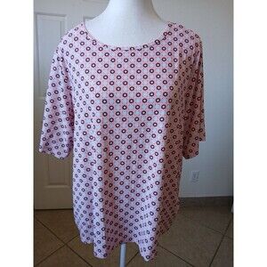 Lands End Womens 2X Crew Neck Short Sleeve T-Shirt Top Multicolor Floral Casual‎